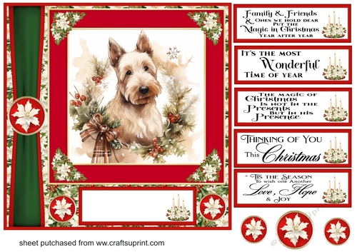 Red and green Christmas Scottie card front 6