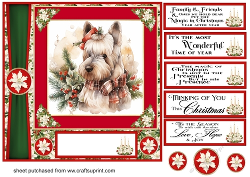 Red and green Christmas Scottie card front 7