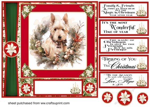 Red and green Christmas Scottie card front 8