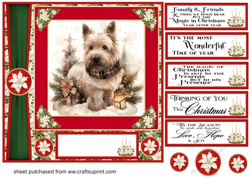 Red and green Christmas Scottie card front 9