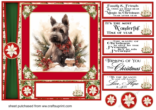 Red and green Christmas Scottie card front 10