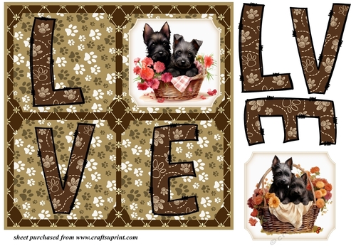 LOVE Scottish terrier card front N1