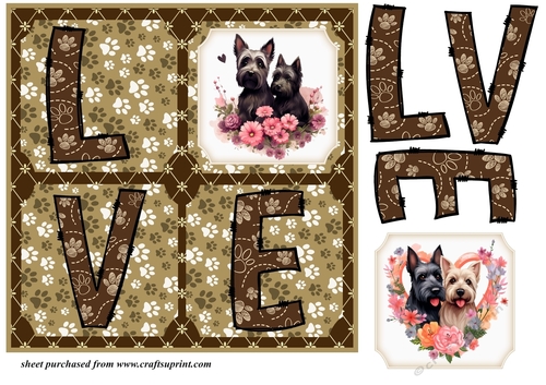 LOVE Scottish terrier card front N2
