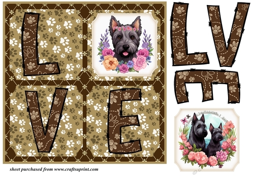 LOVE Scottish terrier card front N3