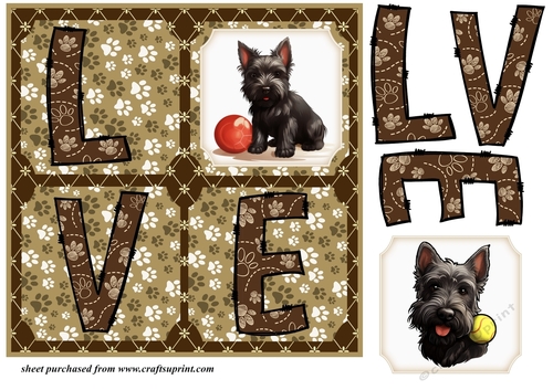 LOVE Scottish terrier card front N4