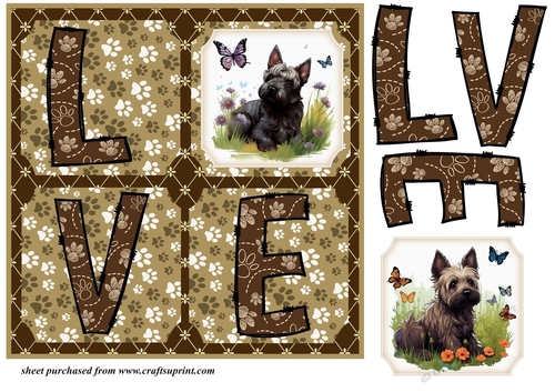 LOVE Scottish terrier card front N7