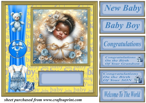 Ethnic New baby boy card front 5