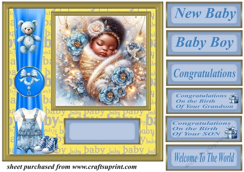 Ethnic New baby boy card front 6