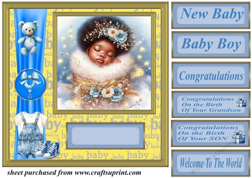 Ethnic New baby boy card front 7