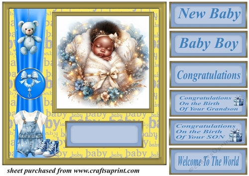Ethnic New baby boy card front 8