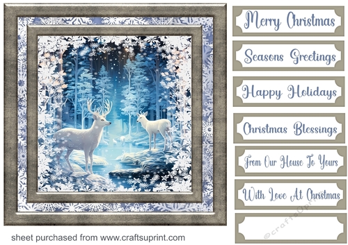 White Christmas forest animals card front 22