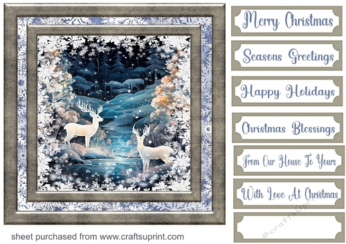 White Christmas forest animals card front 24