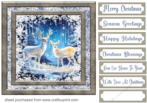White Christmas forest animals card front 32
