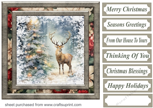 Snowflake reindeer card front 1