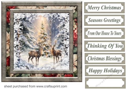 Snowflake reindeer card front 3