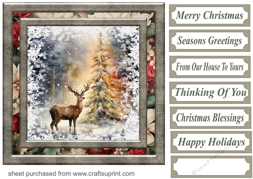 Snowflake reindeer card front 4