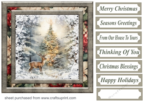 Snowflake reindeer card front 6