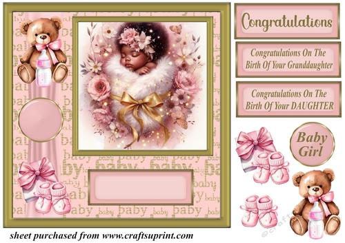 Ethnic new baby girl card front 5