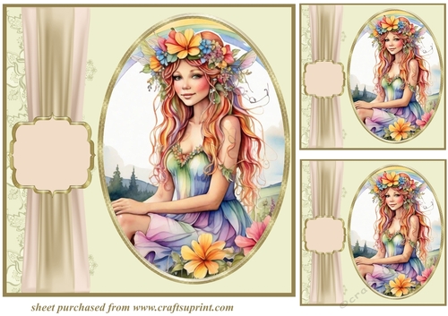 3 Floral crown fairy card front/toppers 2