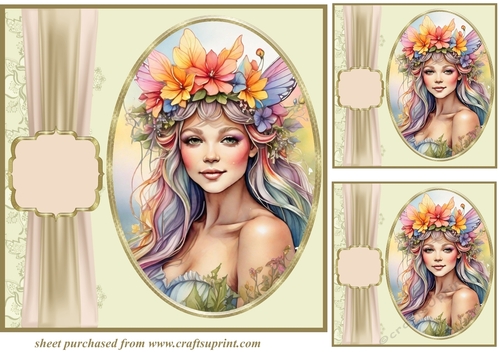 3 Floral crown fairy card front/toppers 3
