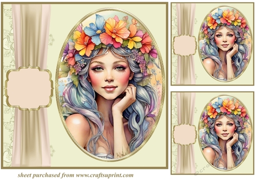 3 Floral crown fairy card front/toppers 5