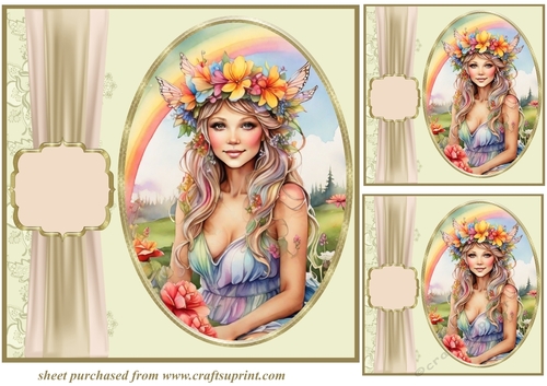 3 Floral crown fairy card front/toppers 6