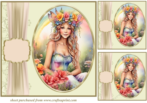 3 Floral crown fairy card front/toppers 7