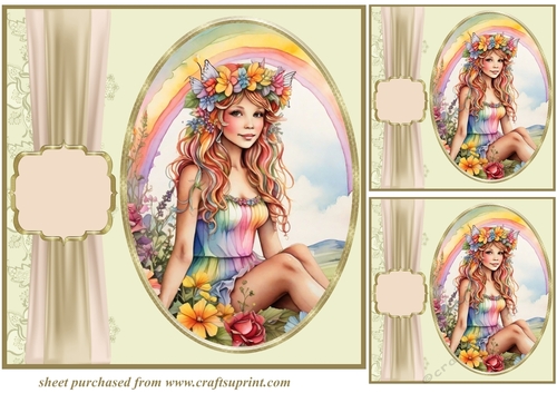 3 Floral crown fairy card front/toppers 8