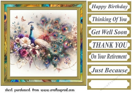 Floral peacock card front 2