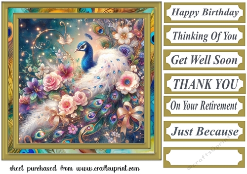 Floral peacock card front 3