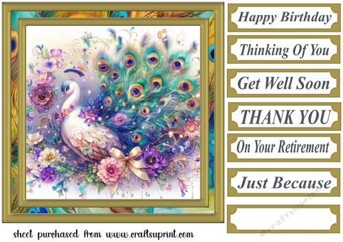 Floral peacock card front 5