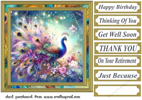 Floral peacock card front 7
