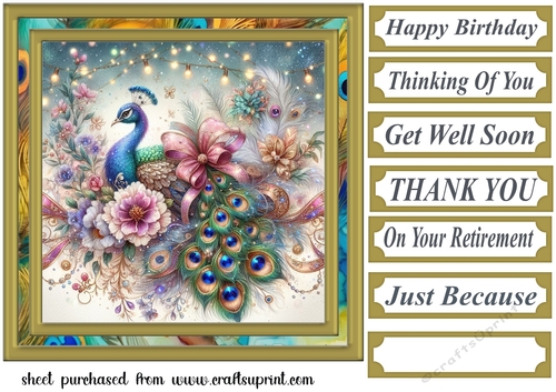 Floral peacock card front 8