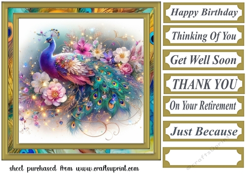 Floral peacock card front 10