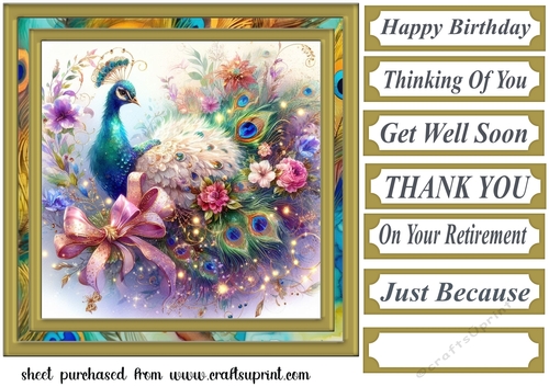 Floral peacock card front 12