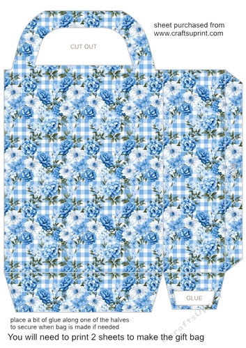 Blue gingham floral gift bag 8