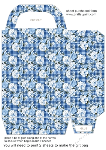 Blue gingham floral gift bag 12