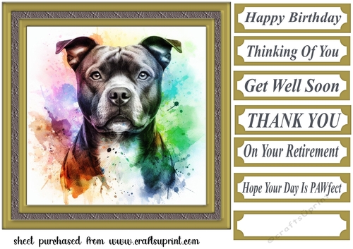 Paint splash Staffie card front 6