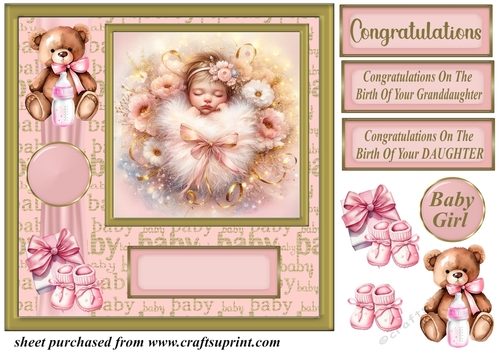 New Baby girl card front 3
