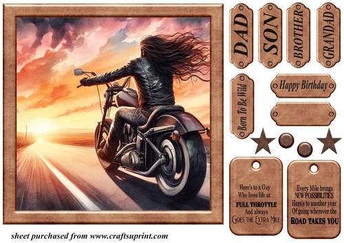 Sunset biker card front 1