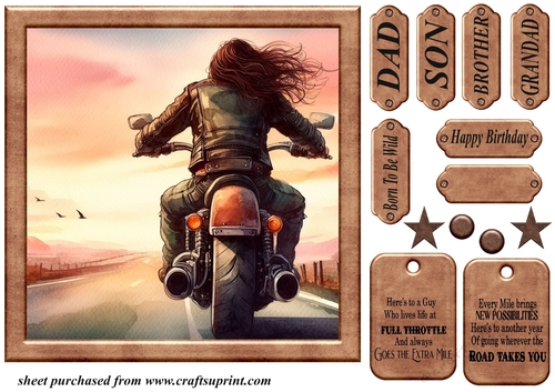 Sunset biker card front 3