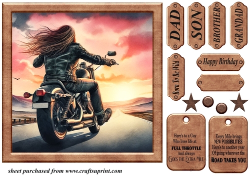 Sunset biker card front 4