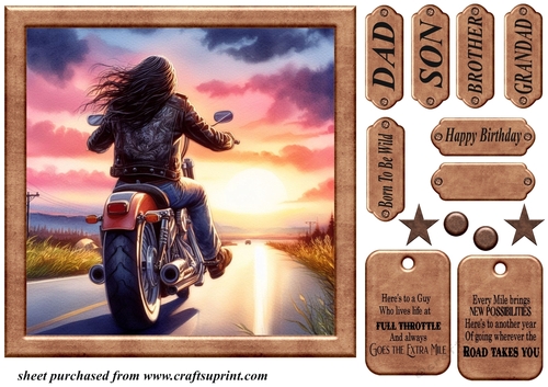 Sunset biker card front 5