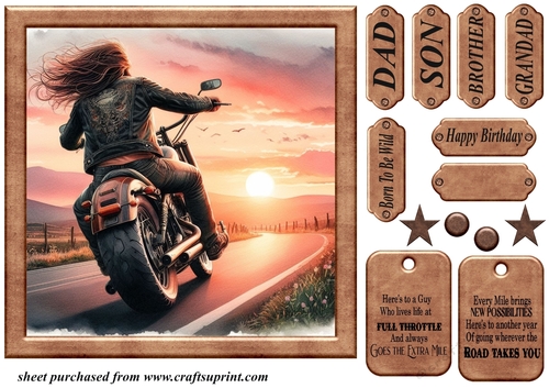 Sunset biker card front 6