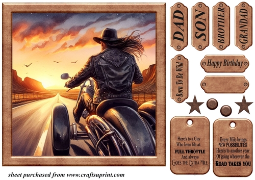 Sunset biker card front 7