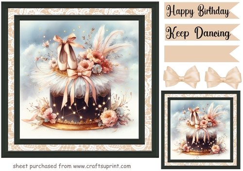 Ballerina Birthday cake card front 2