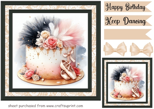 Ballerina Birthday cake card front 3