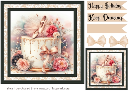 Ballerina Birthday cake card front 4