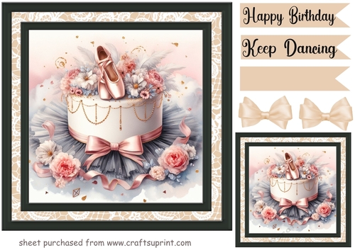 Ballerina Birthday cake card front 5