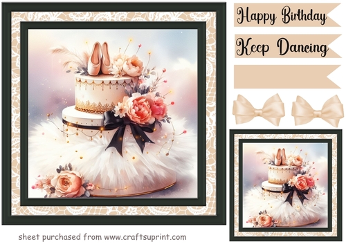 Ballerina Birthday cake card front 6